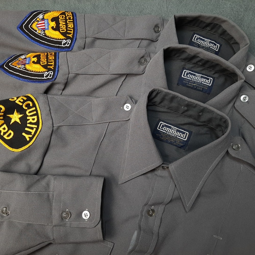 VINTAGE Flying Cross Uniform Shirt Mens Large Gray Security Guard Command BUNDLE